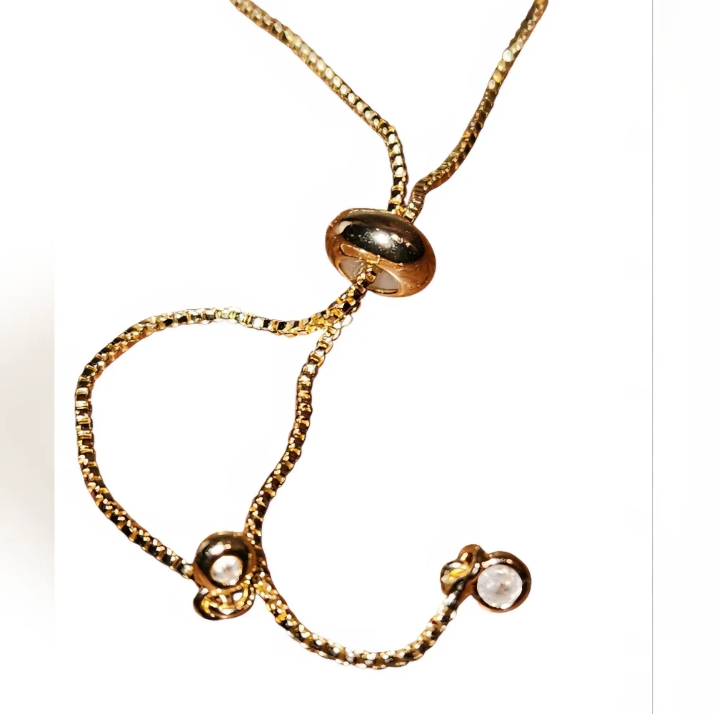 NEW CZ Gold Plated Multicolor Safety Pin Adjustable Slide Tennis Bracelet - Picture 4 of 8